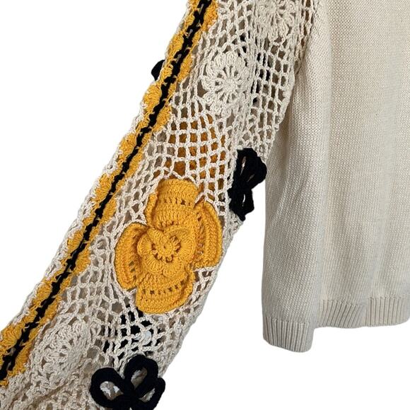 Stella Pardo Paris Lisa Sweater Hand Made Open Flower Crochet Size XS/Small $405 - Picture 5 of 15